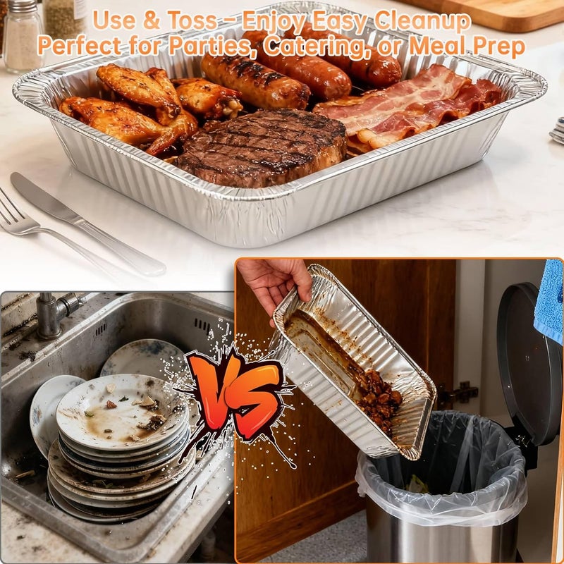 WEPSEN 40 Pack Aluminum Pans with Lids,20 Large 9x13" Aluminum Pans Disposable (10 Heavy Duty Lids) & 20 Medium 8.5x6" Foil Pans (20 Foil Covers), Aluminum Trays With Lids for Baking, Meal Prep, Takeout - Image 4